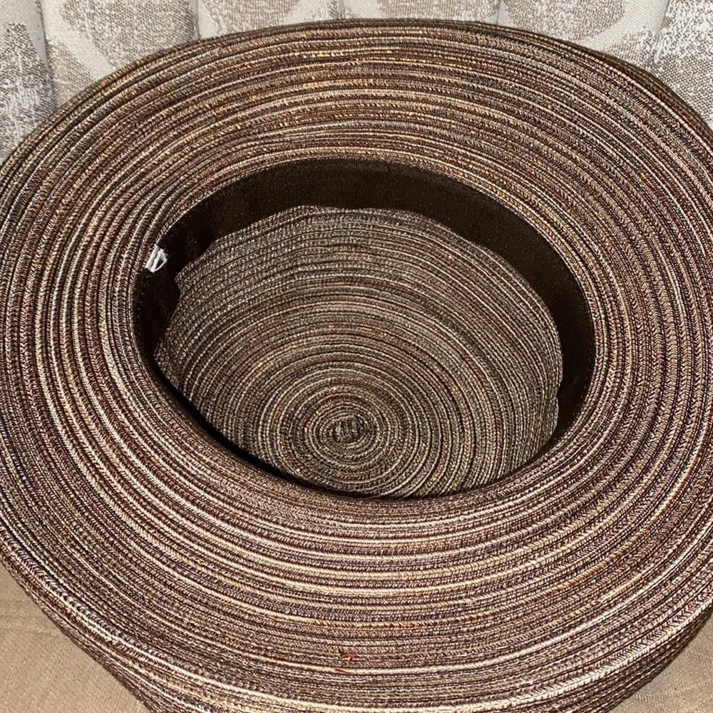 Bronze Metallic Straw Brim Hat